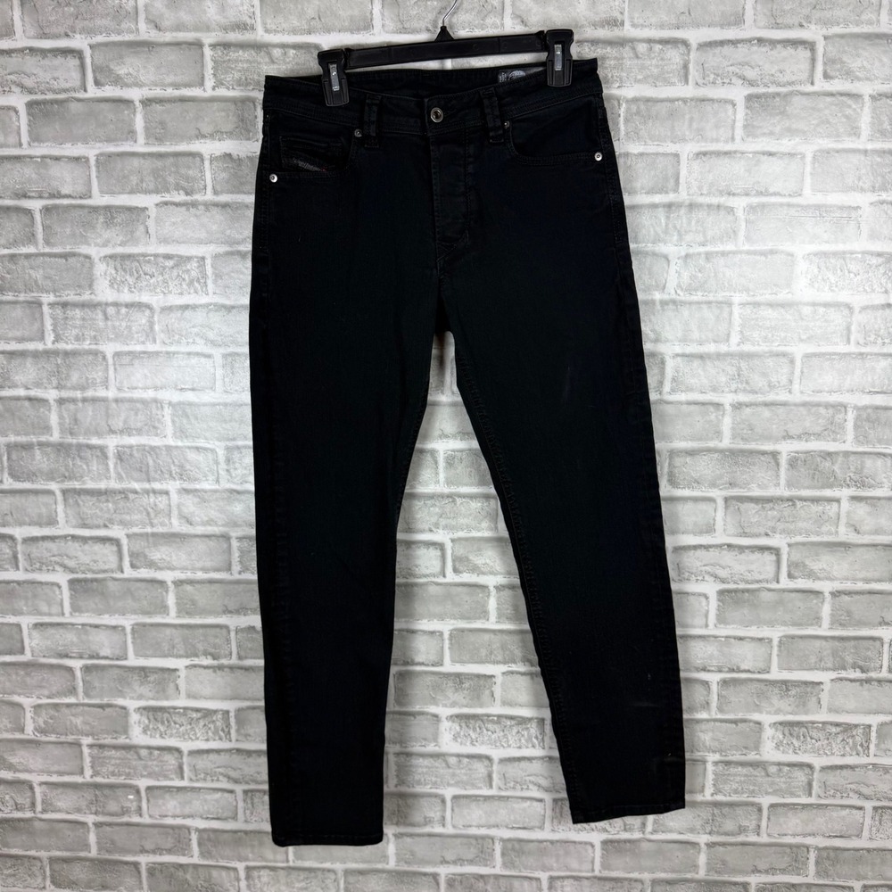 Diesel Larkee-Beex Regular Tapered Black Denim Stretch Jeans Mens W30 L30 Italy